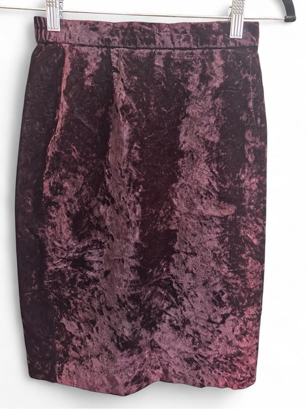 80s Norton McNaughton Dark Plum Velvet Midi Skirt Size 4P
